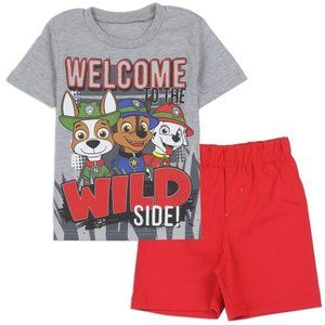 Paw Patrol Tee and Shorts Set Toddler Boys Kids Grey Tshirt Red Shorts 2T 3T